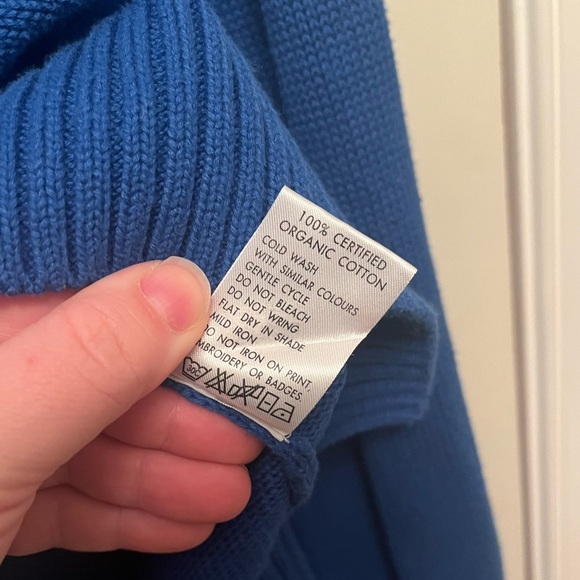 Able Lily Pullover Ribbed Knit Step Hem 100% Organic Cotton‎ Blue Sweater Small - Picture 8 of 8